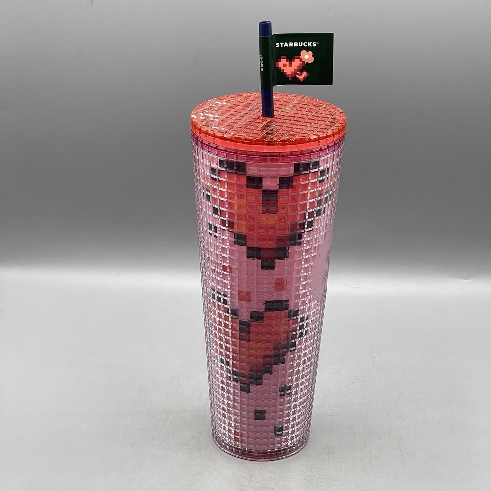 Starbucks Valentine's Cold Cup 2025 8 Bit Hearts 24oz Love Heart